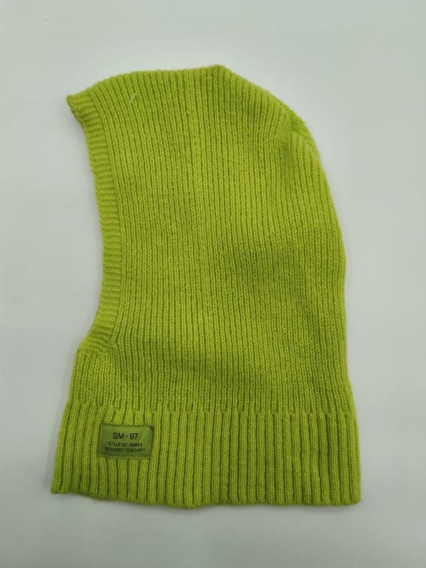 `Limegrön ribbstickad balaclava/skidmask i heltäckande modell