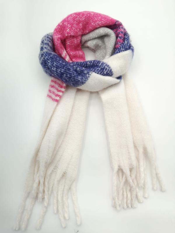 `Oversized rutig halsduk i rosa