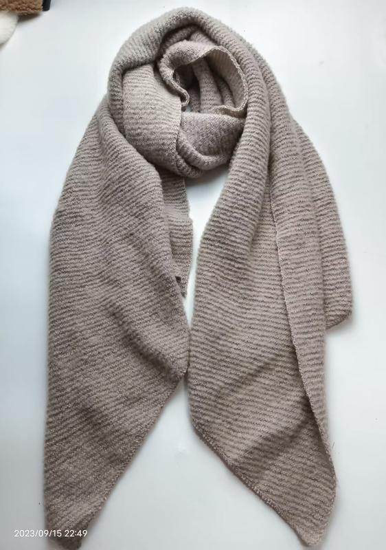 Beige taupe ribbstickad oversized scarf/sjal i grossistförpackning